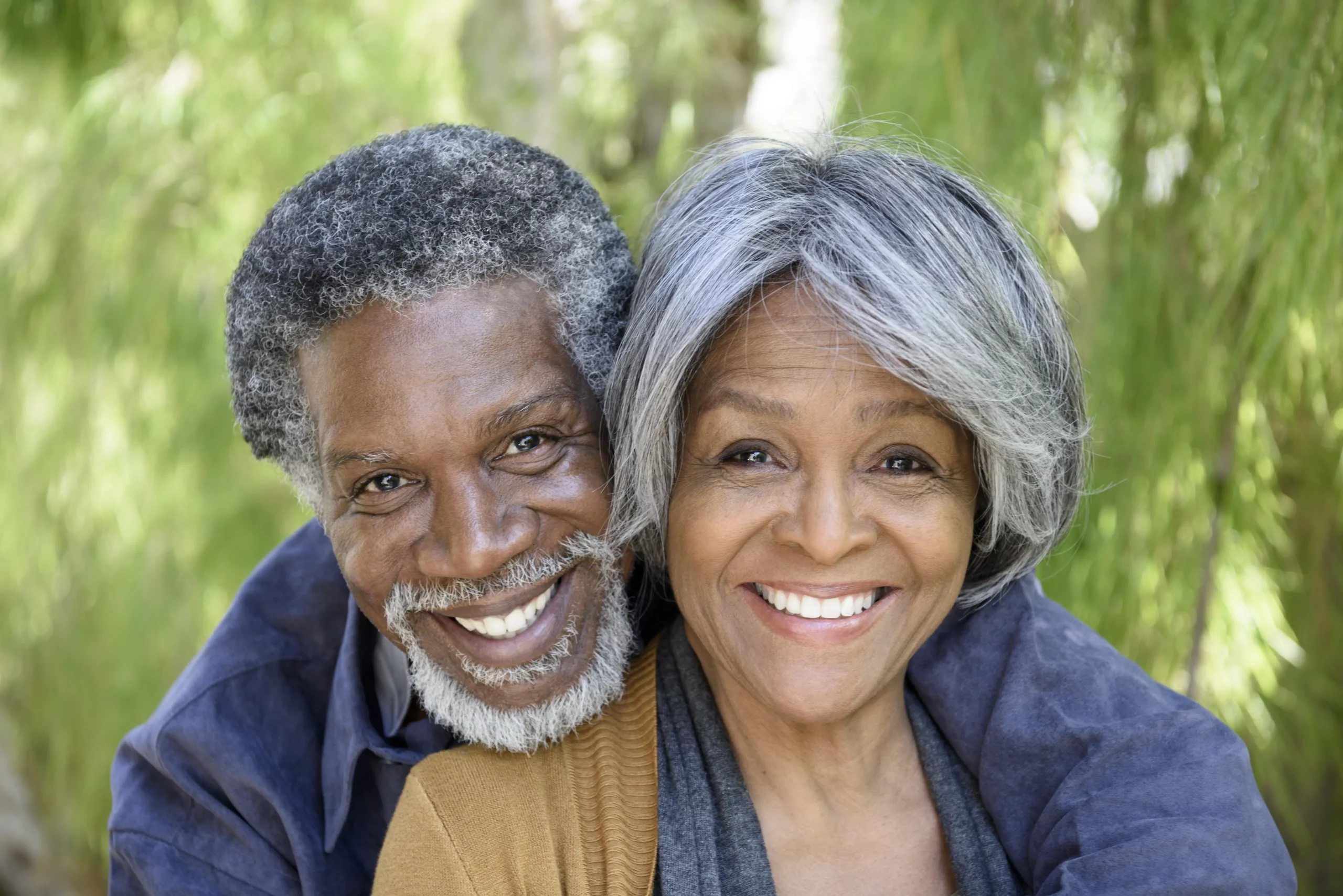 Old Black Couple smiling after Teeth Whitening in Stone Mountain GA, Smoke Rise Dental